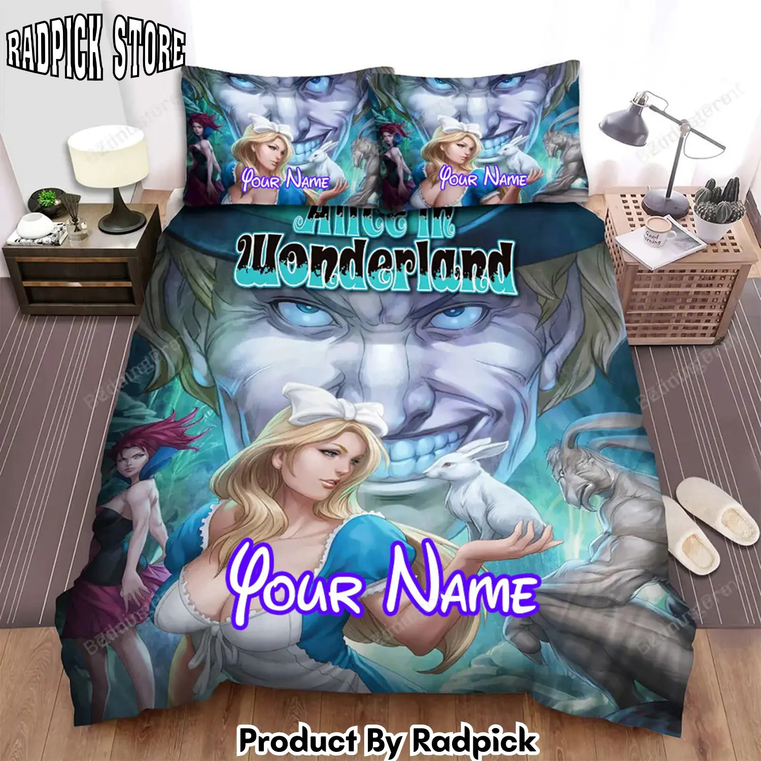 Radpick alice in wonderland i grimm fairy tales movie poster bed sheets duvet cover personalized name bedding set rp3278841